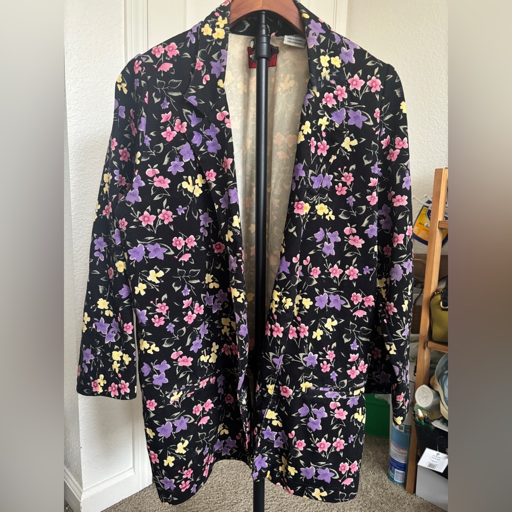 Vtg demin floral blazer